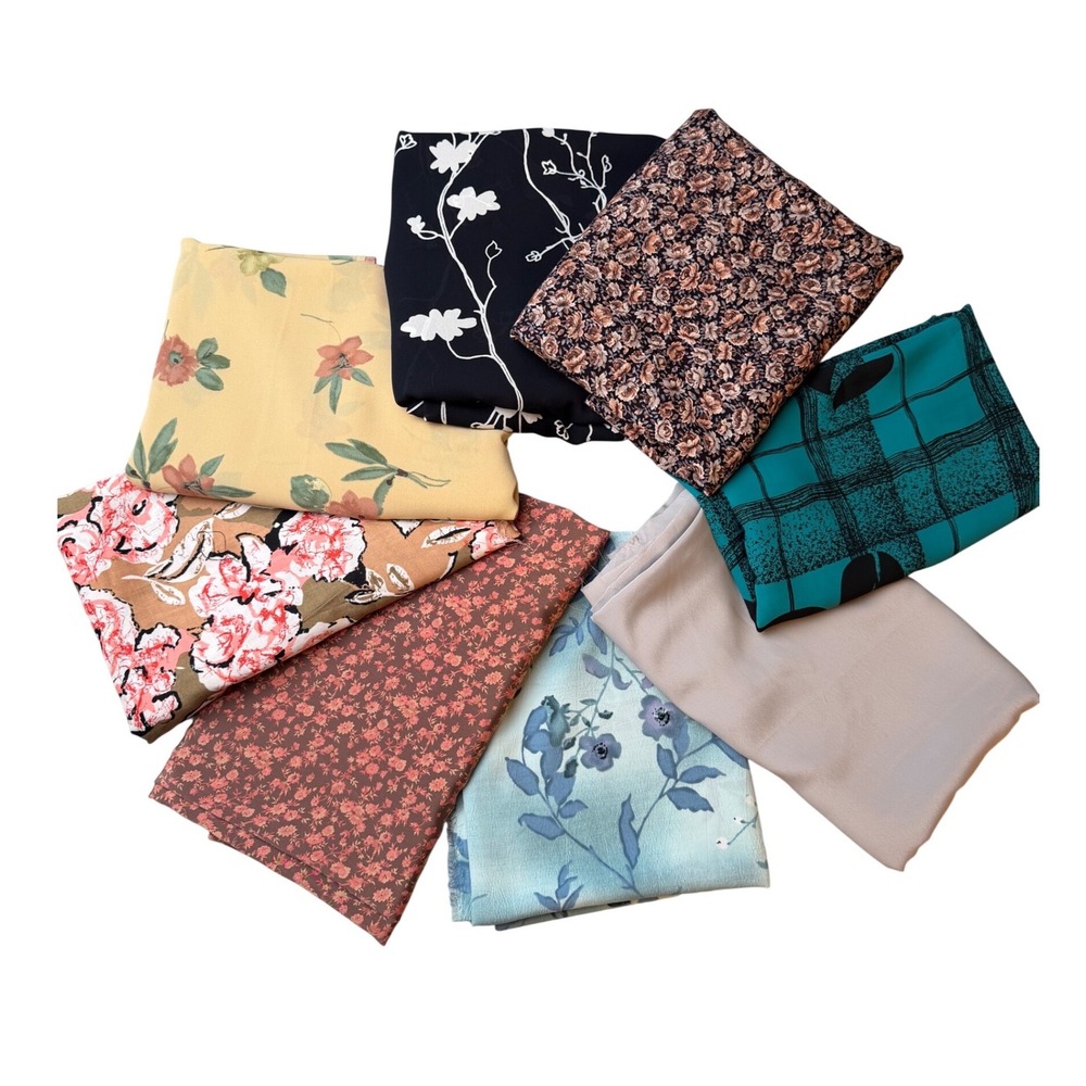 Woven‎ Vintage Fabric 8Pc Bundle – Airy Drape Silky Soft - Variety Patterns